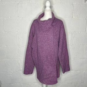 Eileen Fisher Women's Alpaca Wool Silk Purple Coatigan Sweater Jacket Coat Sz 2X